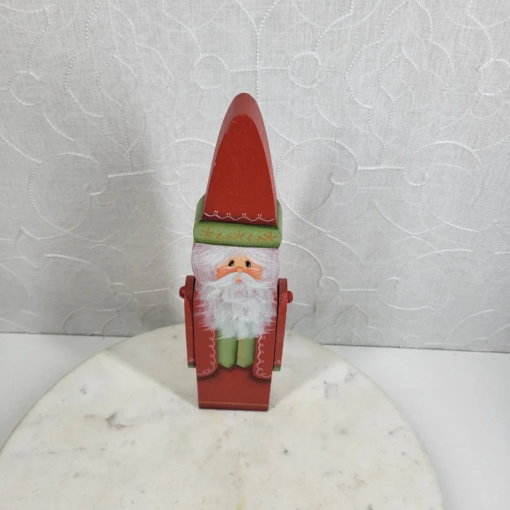 Hand Painted Wood Santa Claus Hinged Arms Primitive Christmas Decor